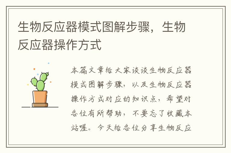 生物反应器模式图解步骤，生物反应器操作方式