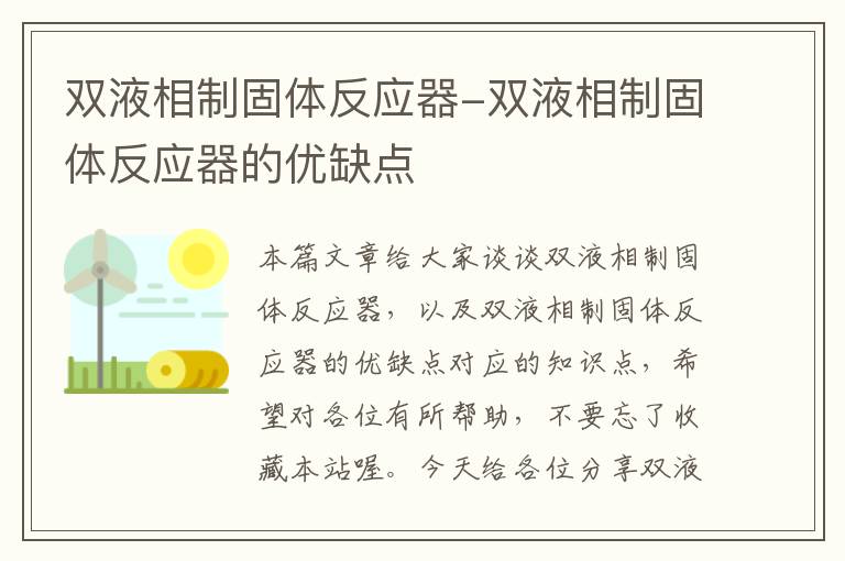 双液相制固体反应器-双液相制固体反应器的优缺点