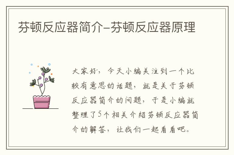 芬顿反应器简介-芬顿反应器原理