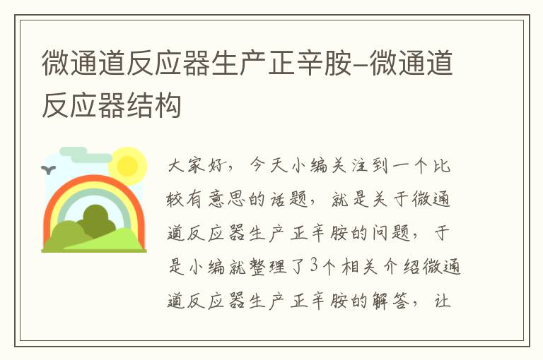 微通道反应器生产正辛胺-微通道反应器结构