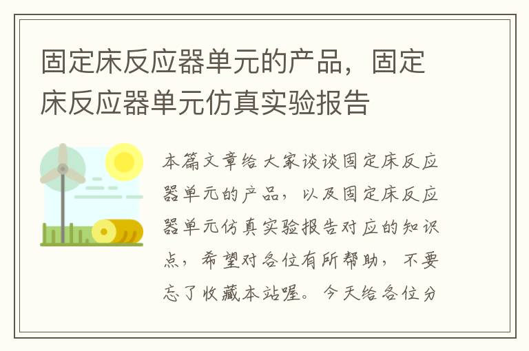 固定床反应器单元的产品，固定床反应器单元仿真实验报告