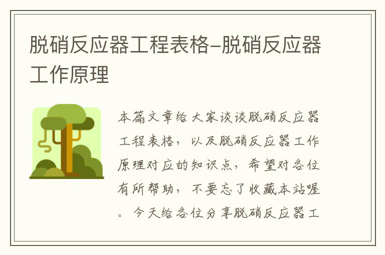 脱硝反应器工程表格-脱硝反应器工作原理