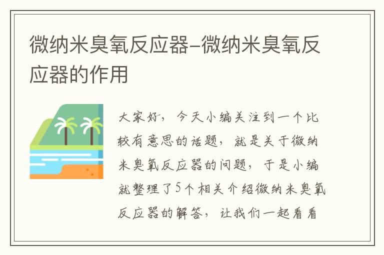 微纳米臭氧反应器-微纳米臭氧反应器的作用