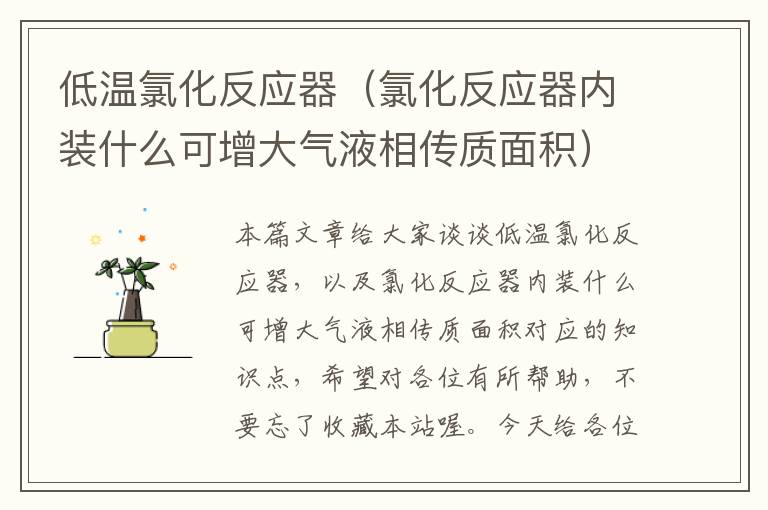 低温氯化反应器（氯化反应器内装什么可增大气液相传质面积）