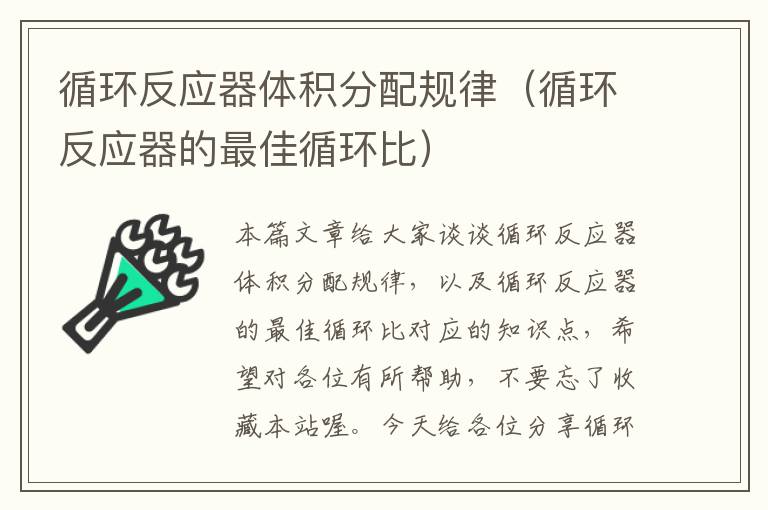 循环反应器体积分配规律（循环反应器的最佳循环比）