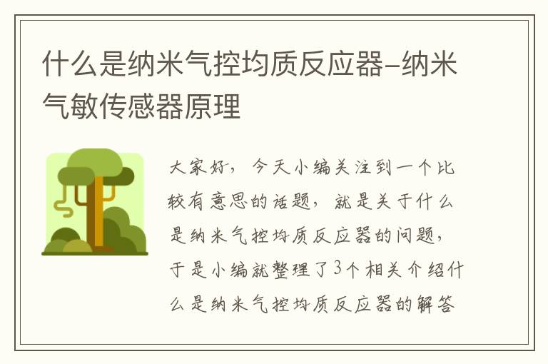 什么是纳米气控均质反应器-纳米气敏传感器原理