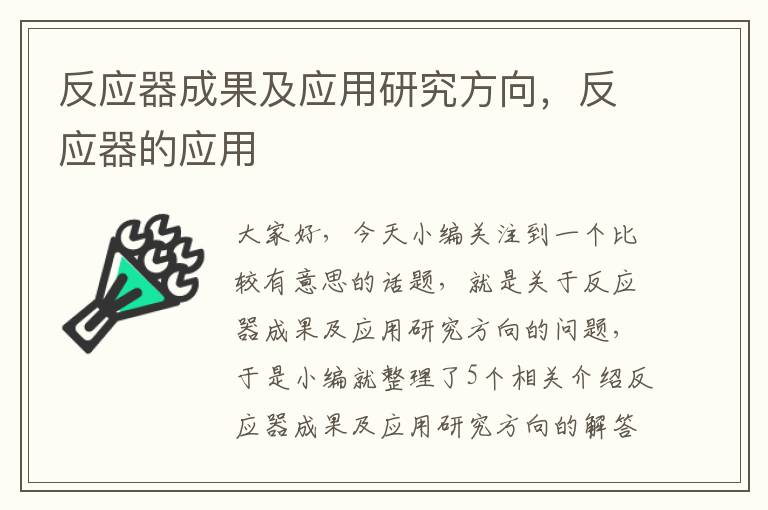 反应器成果及应用研究方向，反应器的应用