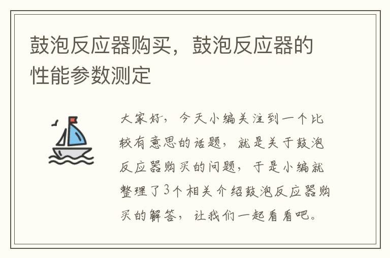 鼓泡反应器购买，鼓泡反应器的性能参数测定