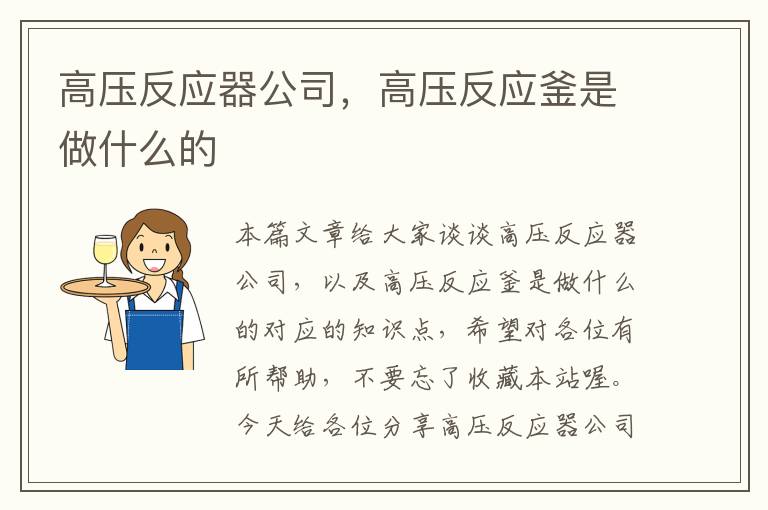 高压反应器公司，高压反应釜是做什么的