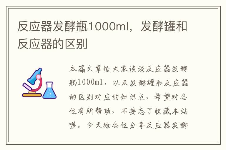 反应器发酵瓶1000ml，发酵罐和反应器的区别