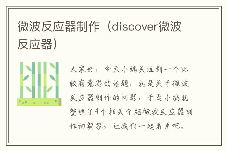 微波反应器制作（discover微波反应器）