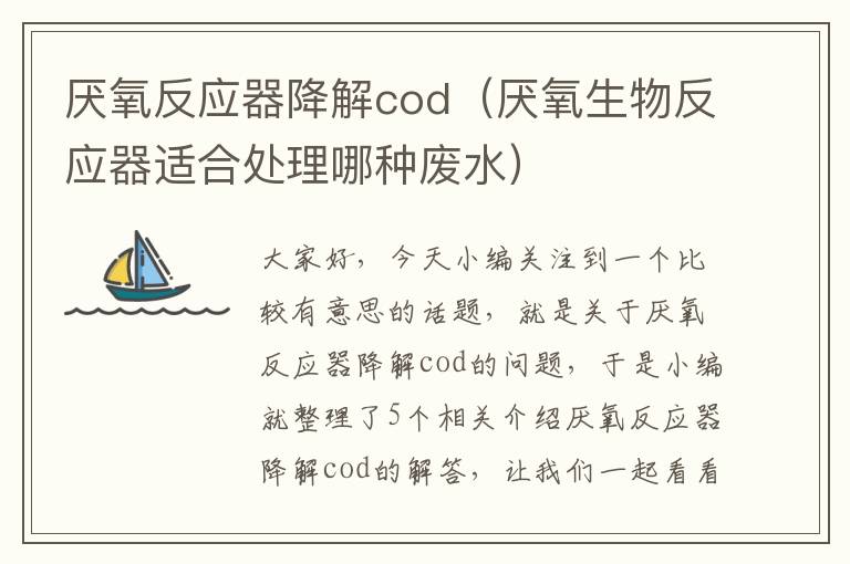 厌氧反应器降解cod（厌氧生物反应器适合处理哪种废水）