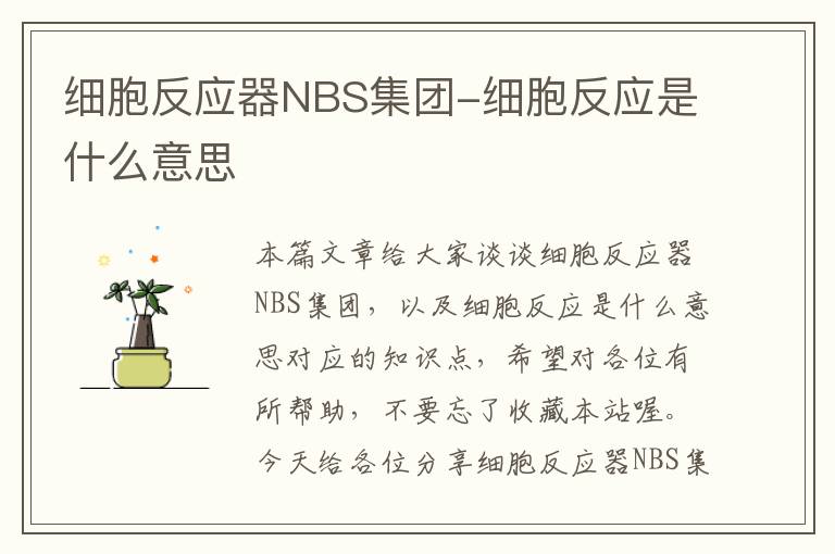 细胞反应器NBS集团-细胞反应是什么意思