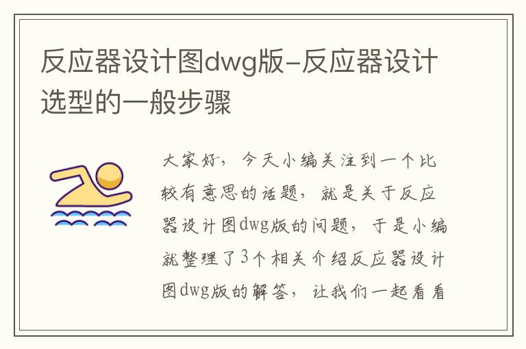 反应器设计图dwg版-反应器设计选型的一般步骤