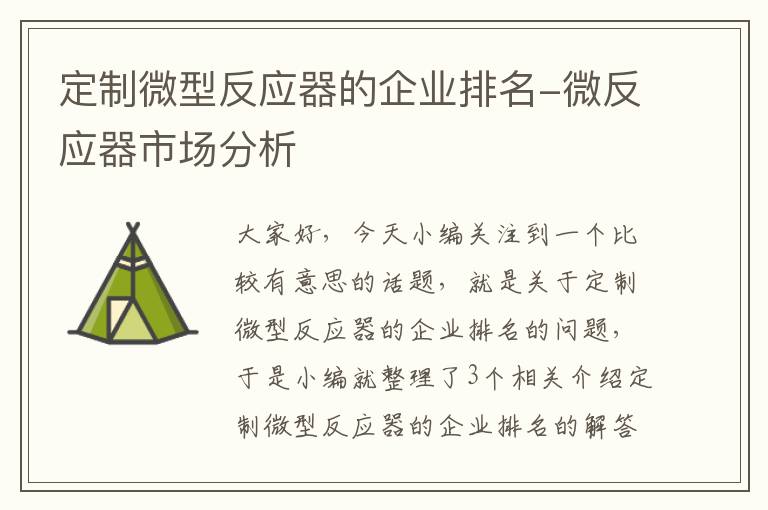 定制微型反应器的企业排名-微反应器市场分析