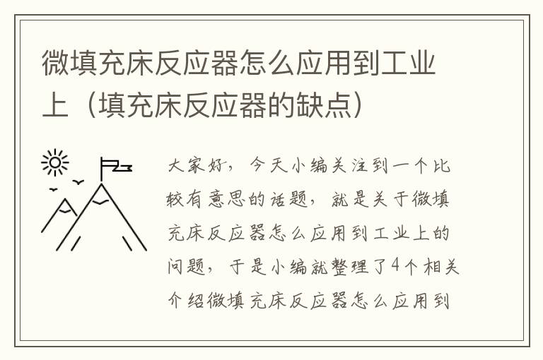 微填充床反应器怎么应用到工业上（填充床反应器的缺点）