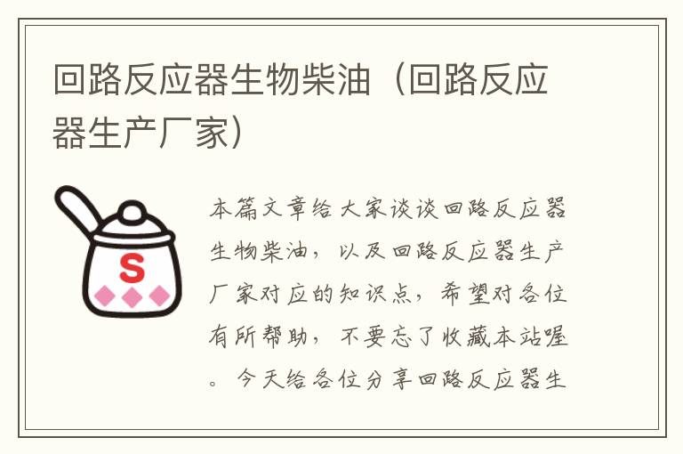 回路反应器生物柴油（回路反应器生产厂家）