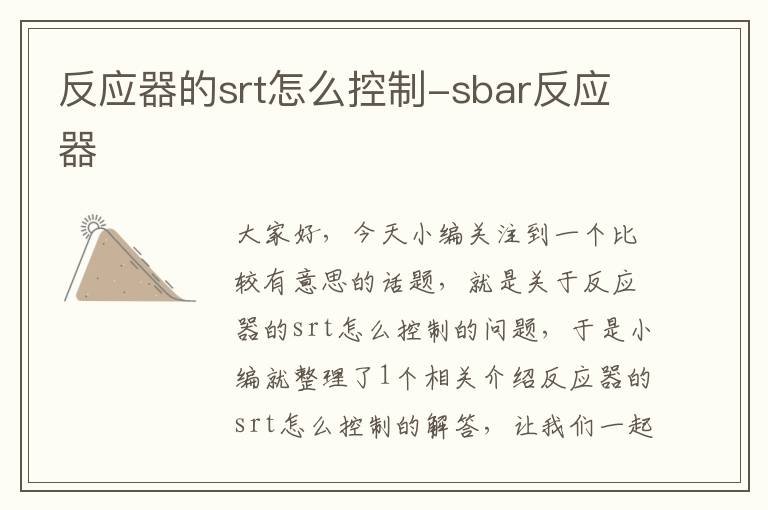 反应器的srt怎么控制-sbar反应器