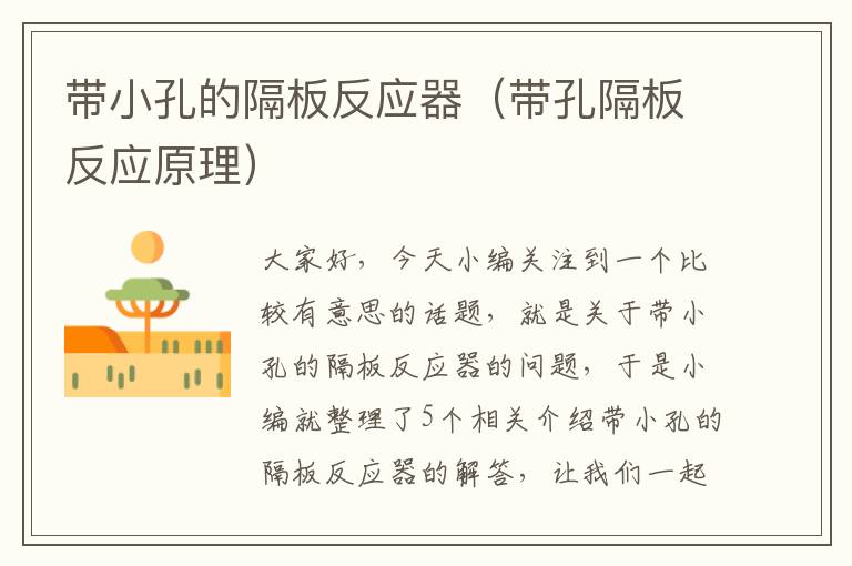 带小孔的隔板反应器（带孔隔板反应原理）