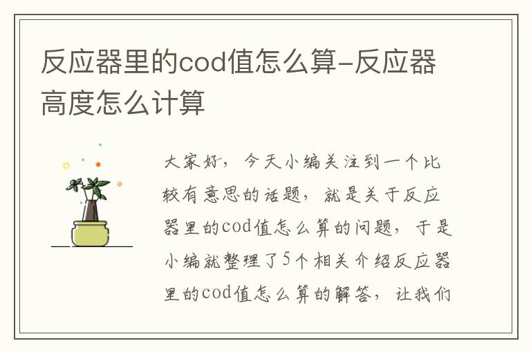 反应器里的cod值怎么算-反应器高度怎么计算