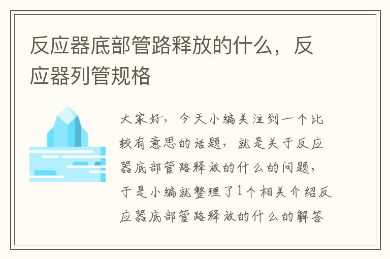 反应器底部管路释放的什么，反应器列管规格