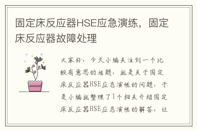 固定床反应器HSE应急演练，固定床反应器故障处理