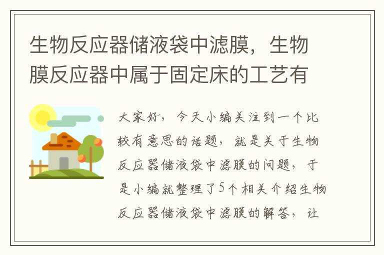 生物反应器储液袋中滤膜，生物膜反应器中属于固定床的工艺有生物滤池还有哪些