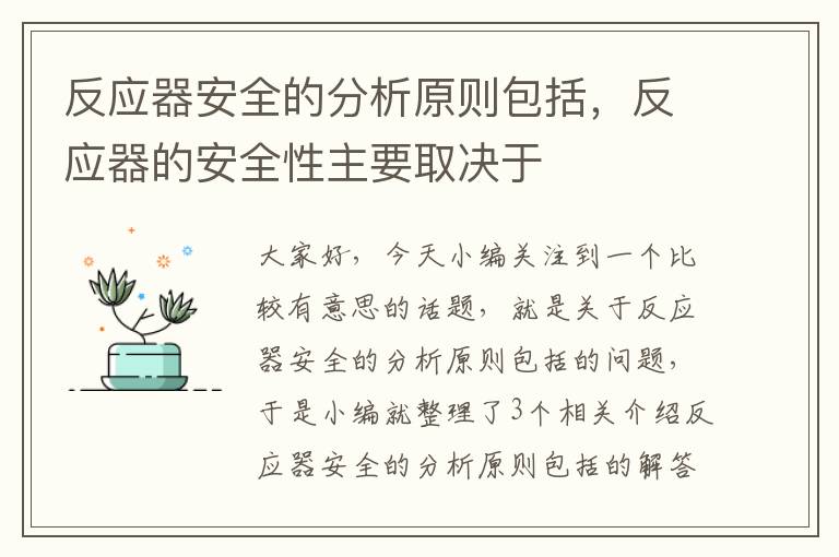 反应器安全的分析原则包括，反应器的安全性主要取决于