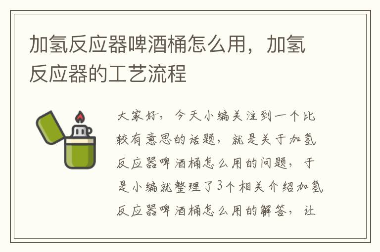 加氢反应器啤酒桶怎么用，加氢反应器的工艺流程