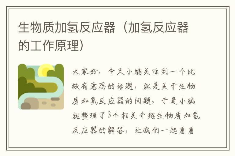 生物质加氢反应器（加氢反应器的工作原理）