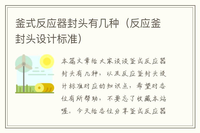 釜式反应器封头有几种（反应釜封头设计标准）