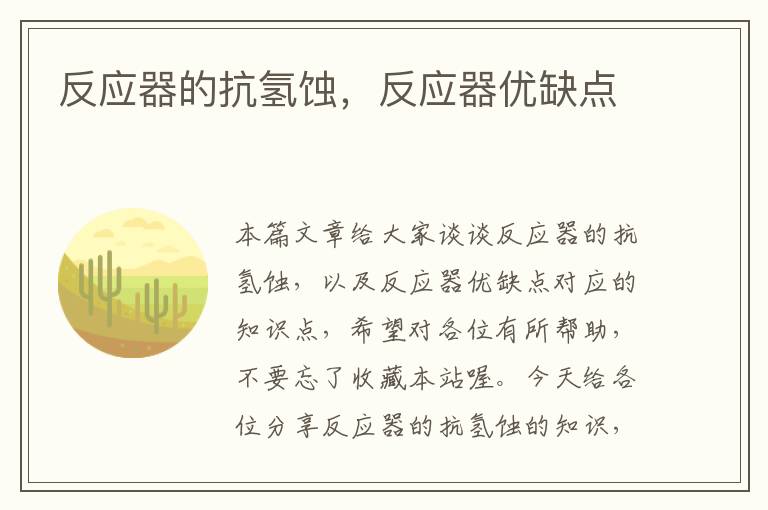 反应器的抗氢蚀，反应器优缺点