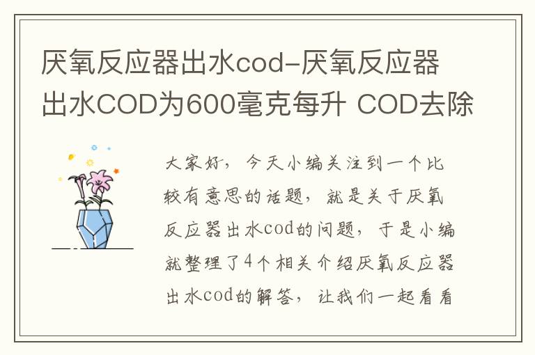 厌氧反应器出水cod-厌氧反应器出水COD为600毫克每升 COD去除率为多少