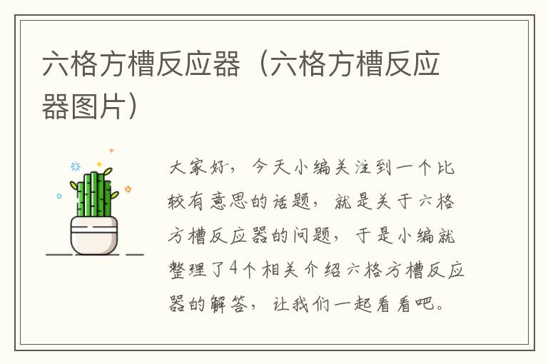 六格方槽反应器（六格方槽反应器图片）