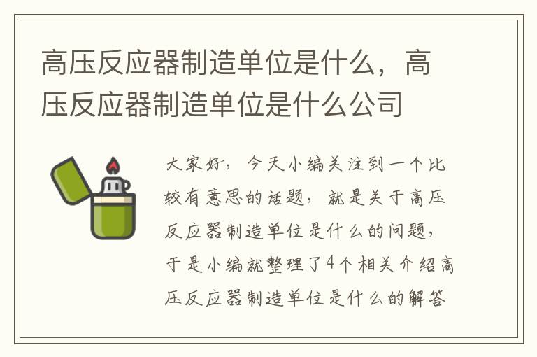 高压反应器制造单位是什么，高压反应器制造单位是什么公司