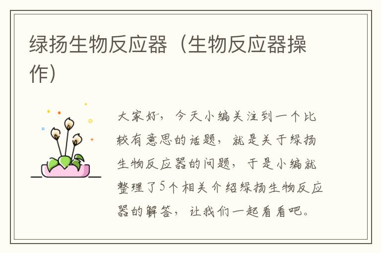 绿扬生物反应器（生物反应器操作）