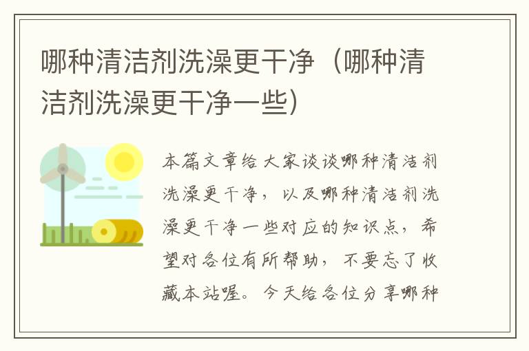 哪种清洁剂洗澡更干净（哪种清洁剂洗澡更干净一些）