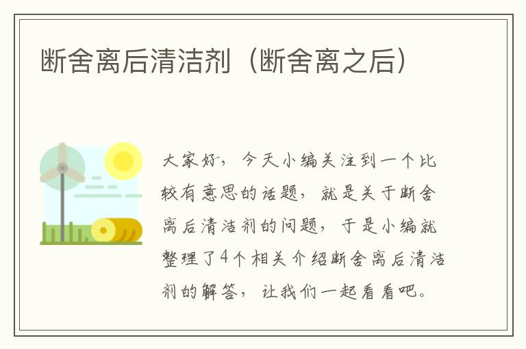 断舍离后清洁剂（断舍离之后）