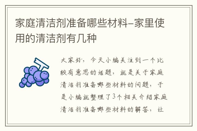 家庭清洁剂准备哪些材料-家里使用的清洁剂有几种