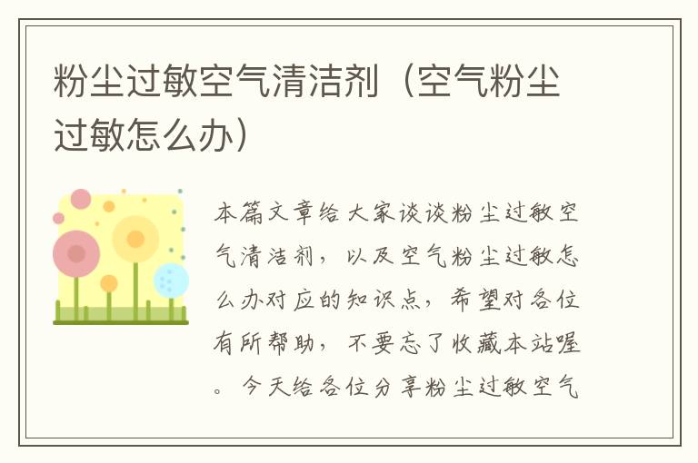 粉尘过敏空气清洁剂（空气粉尘过敏怎么办）