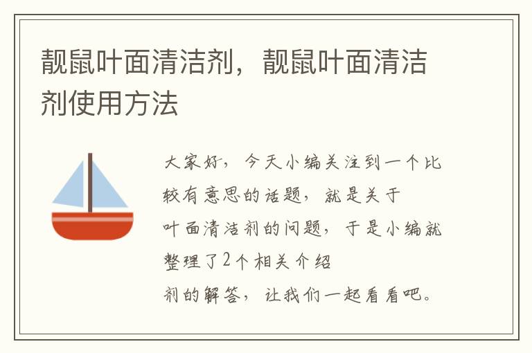 靓鼠叶面清洁剂，靓鼠叶面清洁剂使用方法