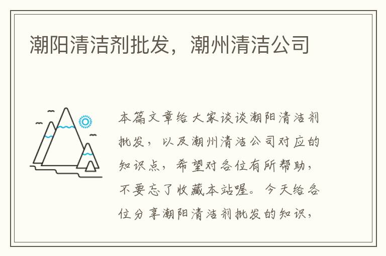 潮阳清洁剂批发，潮州清洁公司