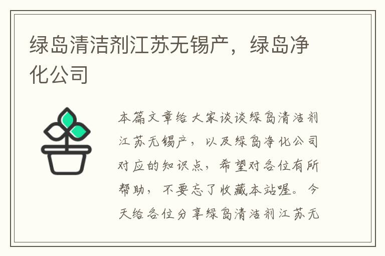 绿岛清洁剂江苏无锡产，绿岛净化公司