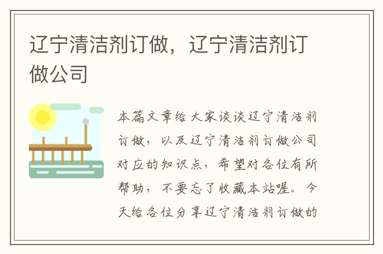 辽宁清洁剂订做，辽宁清洁剂订做公司