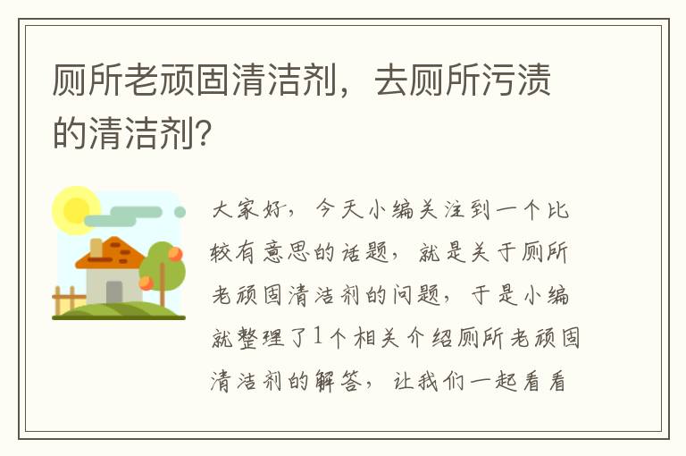 厕所老顽固清洁剂，去厕所污渍的清洁剂？