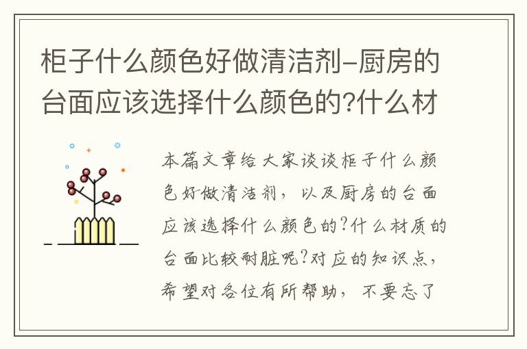 柜子什么颜色好做清洁剂-厨房的台面应该选择什么颜色的?什么材质的台面比较耐脏呢?