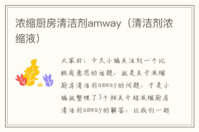 浓缩厨房清洁剂amway（清洁剂浓缩液）