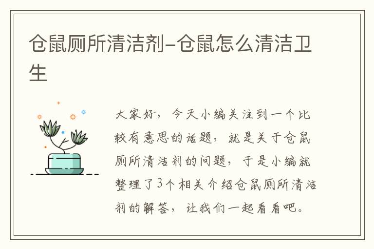 仓鼠厕所清洁剂-仓鼠怎么清洁卫生