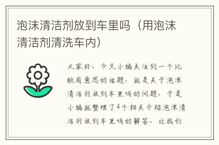 泡沫清洁剂放到车里吗（用泡沫清洁剂清洗车内）