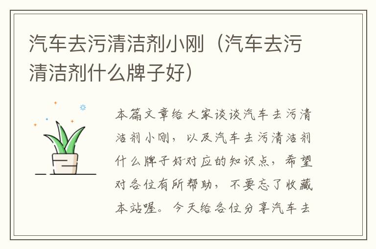 汽车去污清洁剂小刚（汽车去污清洁剂什么牌子好）